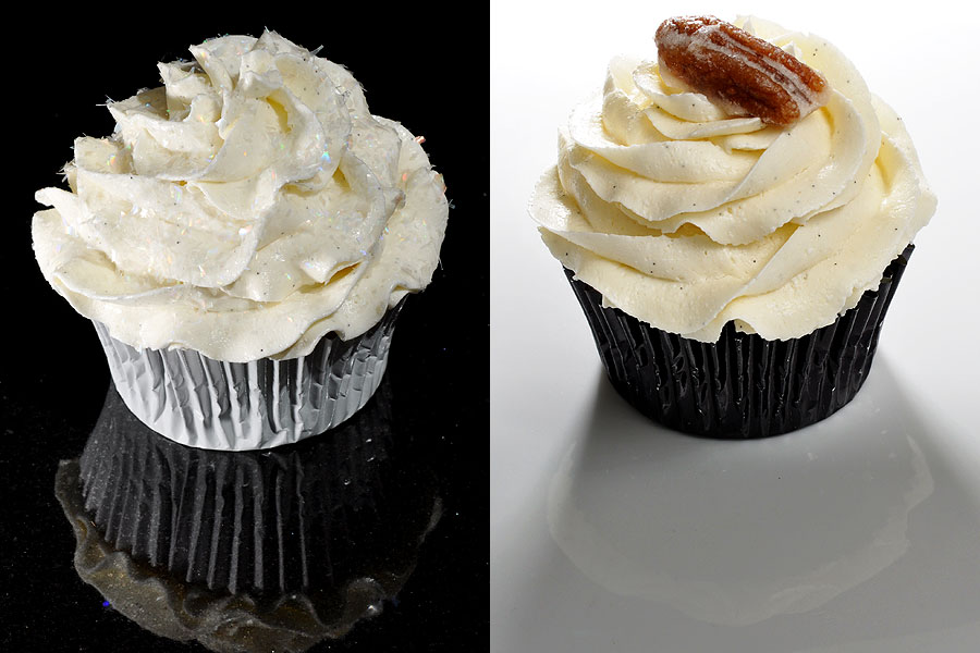 Vanilla with vanilla pastry cream filling and vanilla buttercream<br>Chocolate with pecan pie filling and pecan buttercream<br>February 24 & 25