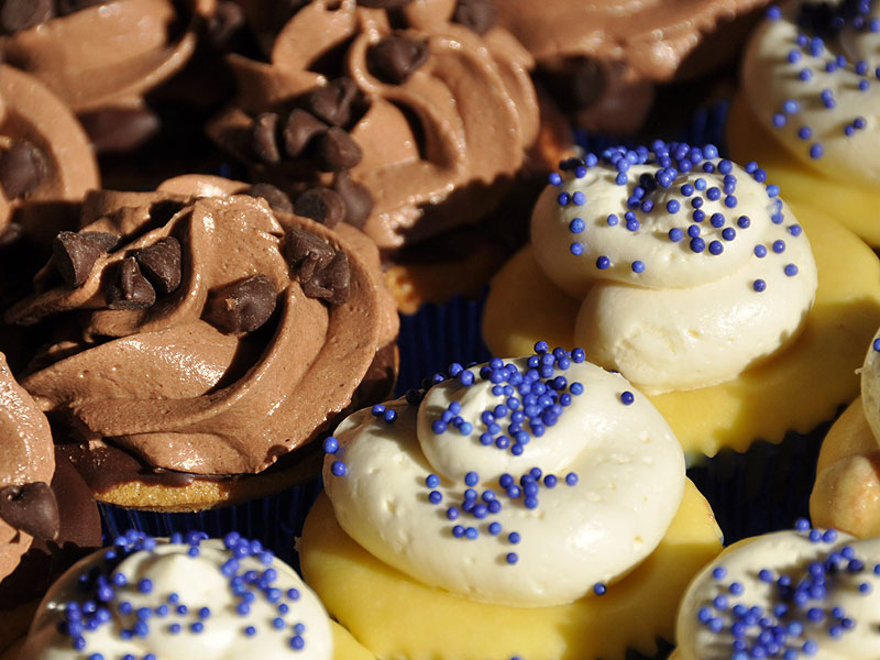 Chocolate butter pecan & lemon blueberry mini cupcakes<br>January 27